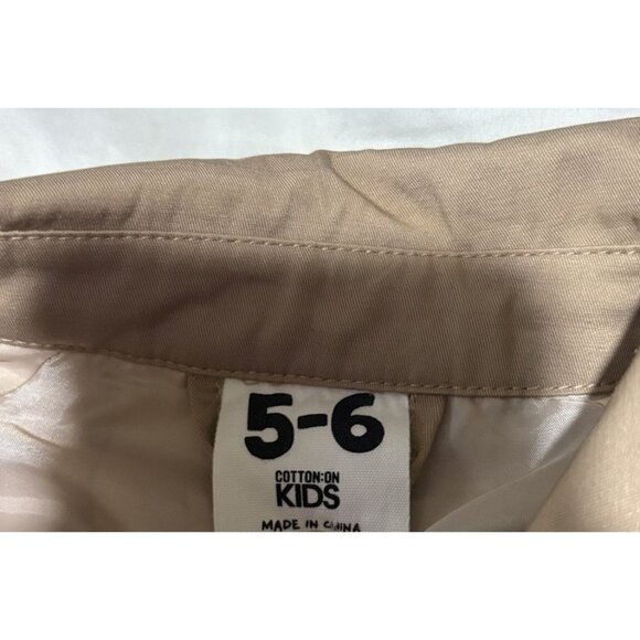 Cotton On Kids Trench Coat Girl's Size 5-6Y Belted Jacket Single Breasted Tan - Picture 8 of 15